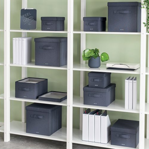 Caja de tela para almacenaje con tapa, set de 2 piezas