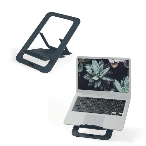 Soporte para portátil plano, de aluminio y ajustable Leitz Ergo, gris oscuro