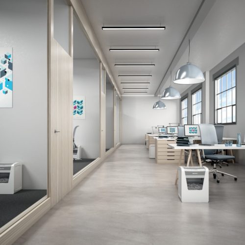 Destructora Leitz IQ Office P5, blanco/plata